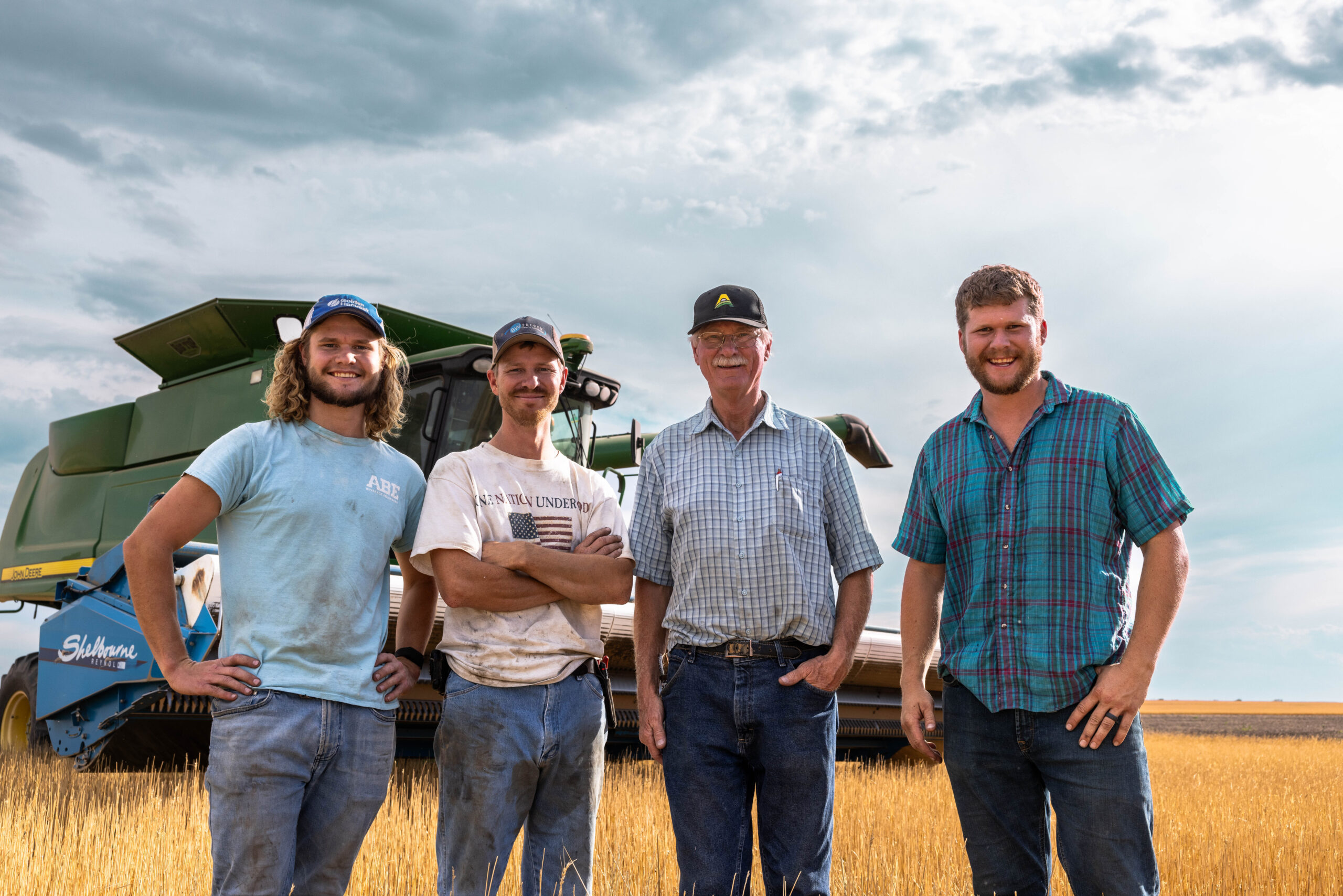 Kent Lorens and his sons take a break from the 2024 wheat harvest in Stratton Nebraska.